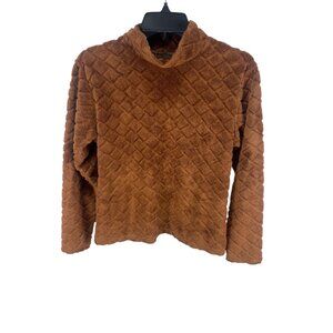 Wooly Bully Colorado Womens Mock Neck Brown Textured Pullover Sweater Size S